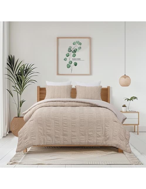 SET EDREDÓN LINEN WAFFLE, KS, NATURAL H