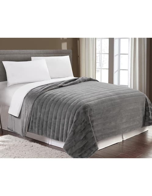 COBERTOR I.FAUX, MAT-QS, GRIS HAUS