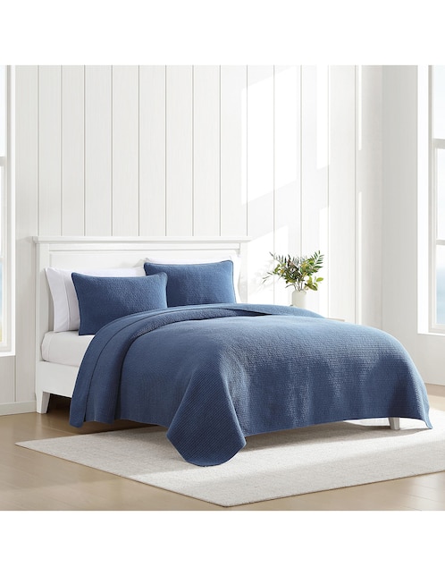 SET COLCHA SEASHOR, MAT-QS, AZUL CLARO