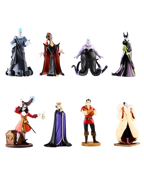 Set figuras Disney: Villains Hades, Jafar, Úrsula, Maléfica, Capitán Garfio, Reina Grimhilde, Gastón, Cruella de Vil Villains