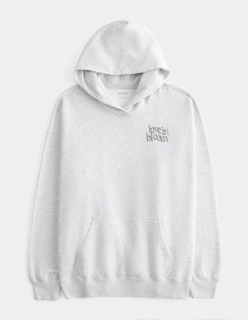 SUDADERA HOLLISTER KI35, S, GRIS CLARO