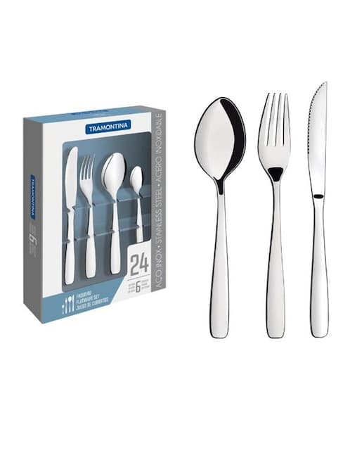 Set cubiertos Tramontina de acero inoxidable 24 piezas