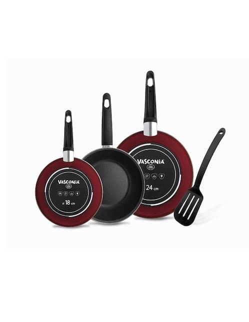 Set de 3 sartenes Vasconia acero rojo