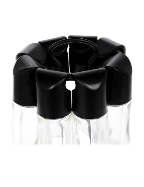 Set de especieros 9 piezas Metaltex vidrio negro