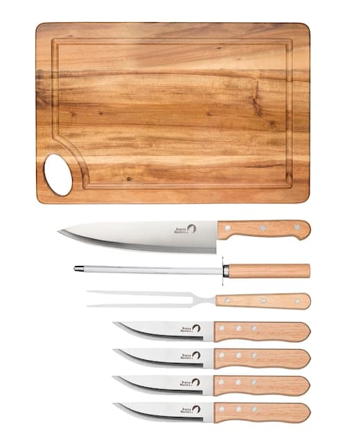 Set de cuchillo y tabla para asado Vasconia 8 piezas