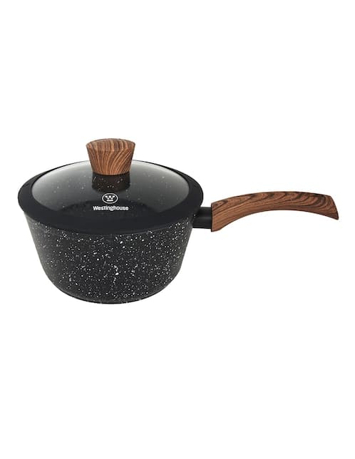 OLLA CON TAPA DE 20 CM MÁRMOL NEGRO MADE