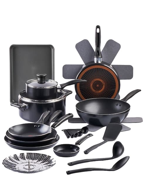Batería de cocina T-fal Supercook de aluminio antiadherente titanio 22 piezas
