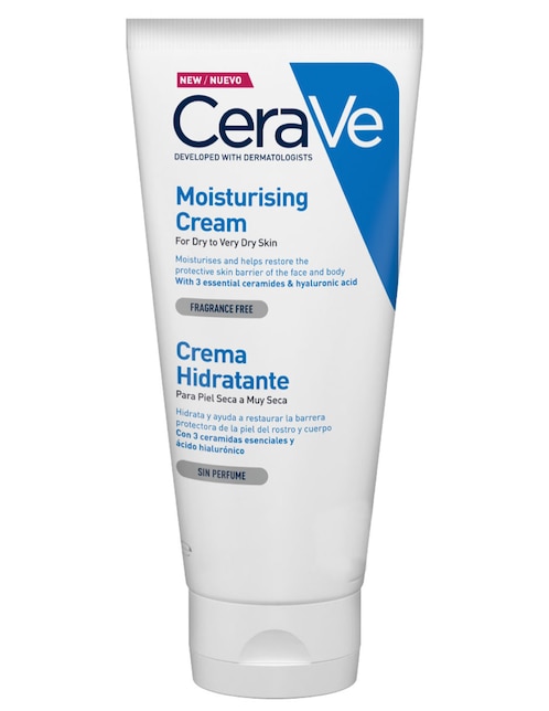 Crema para rostro y cuerpo recomendada para hidratar día y noche Moisturising cream Cerave para todo tipo de piel