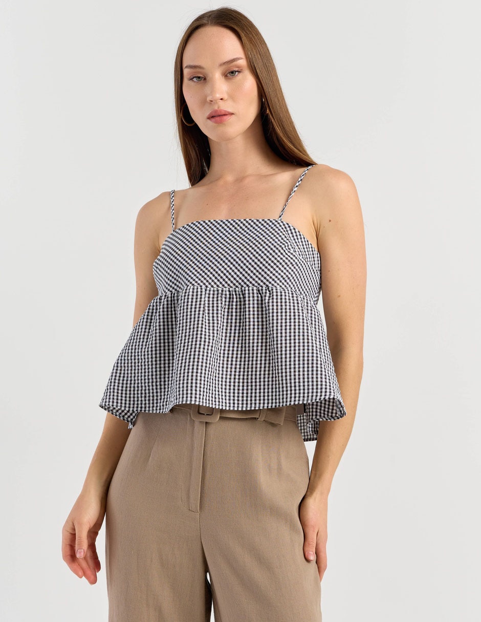 Top Petite Studio escote regular tirante delgado