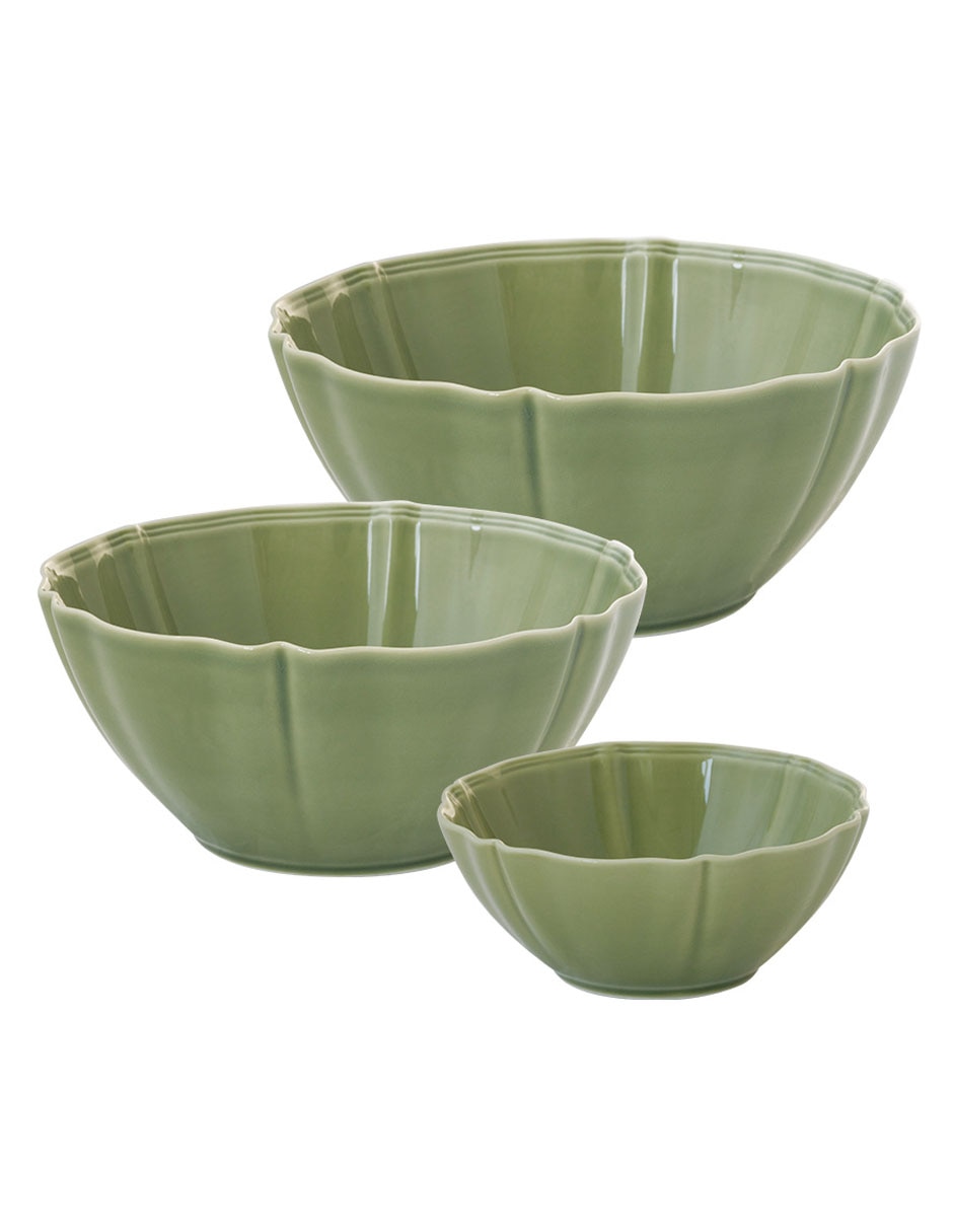 SET BOWL COSECHA PORCELAN, VERDE OLIVO