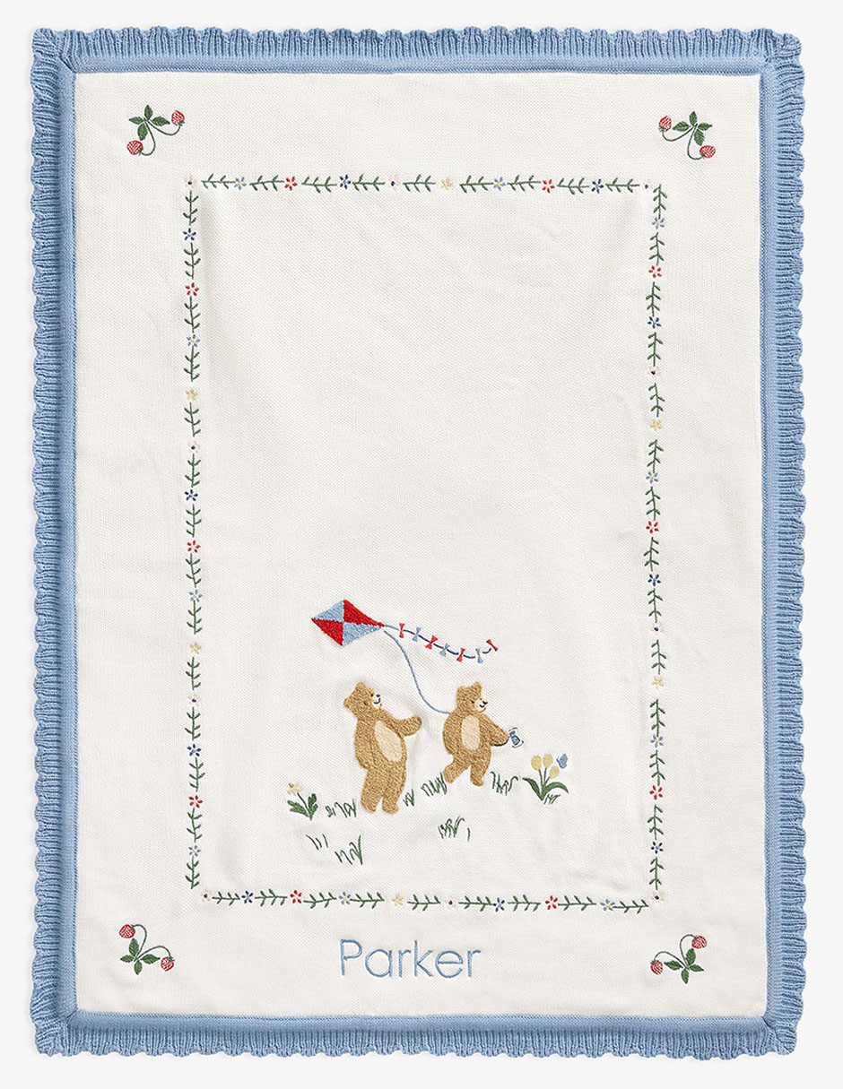 Cobija de tejido plano Riley Sheehey Bear para bebé