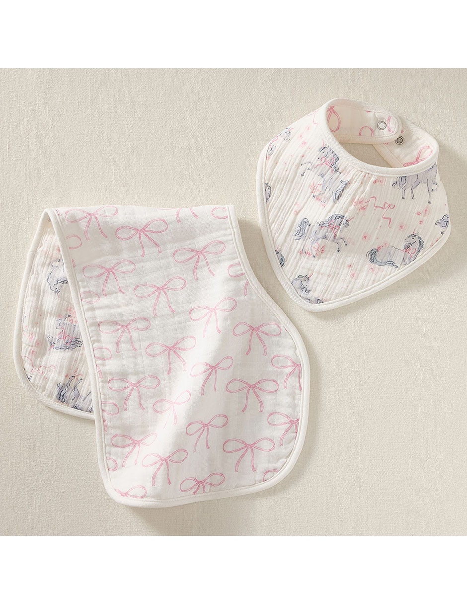 Set de repetidores para bebé Unicorn Bows de algodón 2 piezas