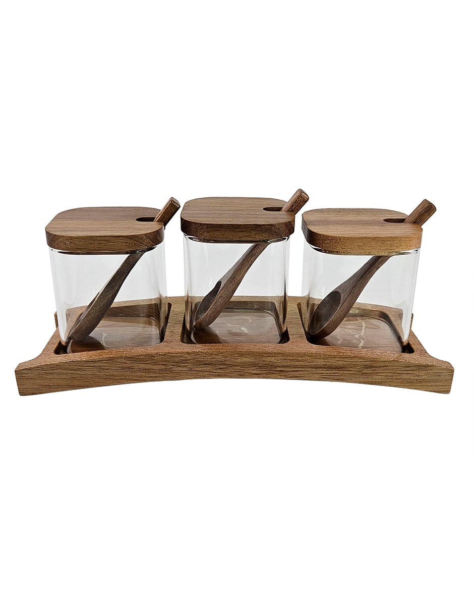 Set salsera con base haus de madera 170 ml