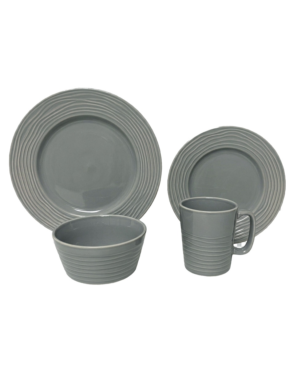 VAJILLA CERRADA 16 PZAS, GRIS HAUS