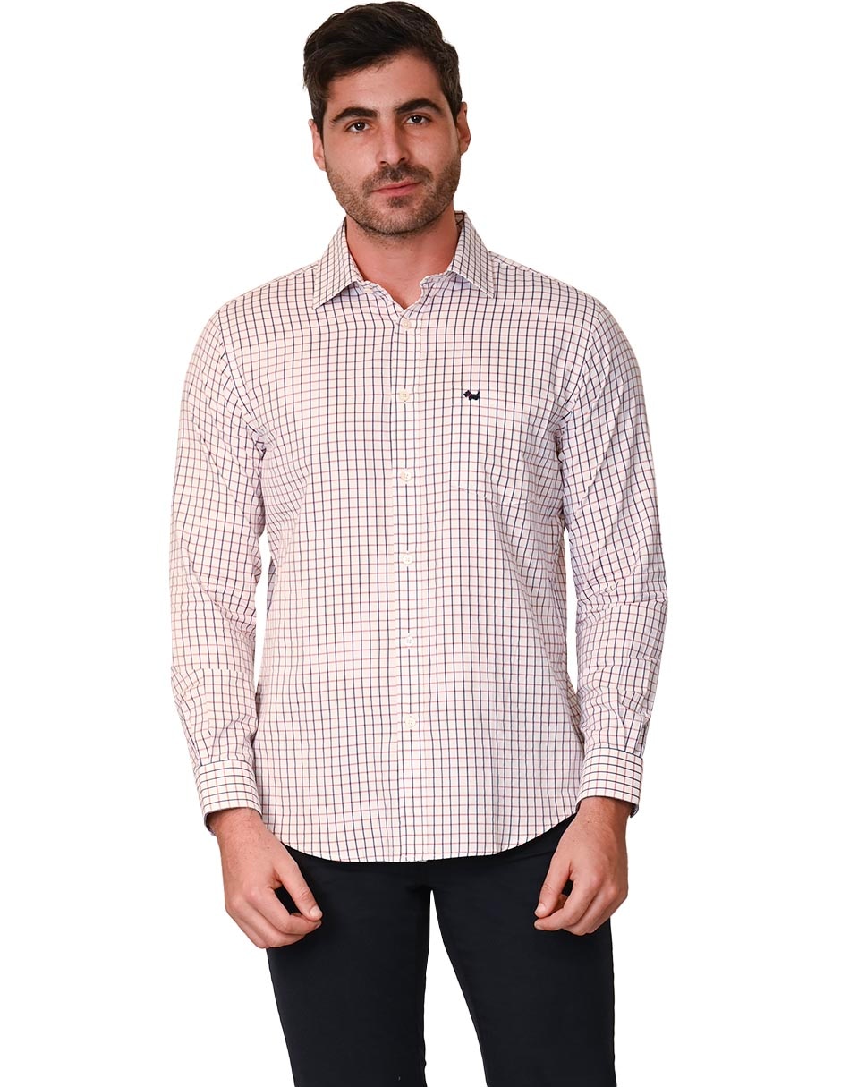 Camisa casual Ferrioni de algodón manga larga para hombre