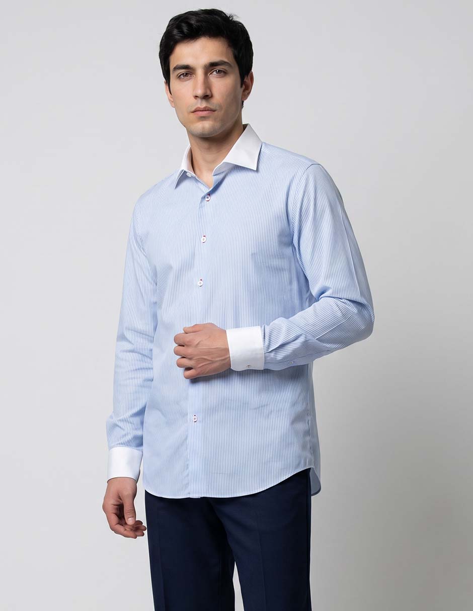 Camisa de vestir Zanetti de algodón manga larga para hombre