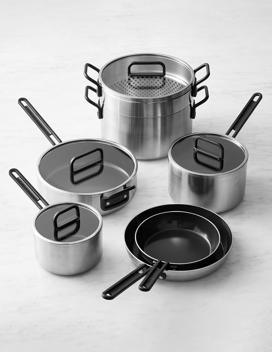 Batería de cocina Stanley Tucci de acero inoxidable antiadherente cerámica 11 piezas