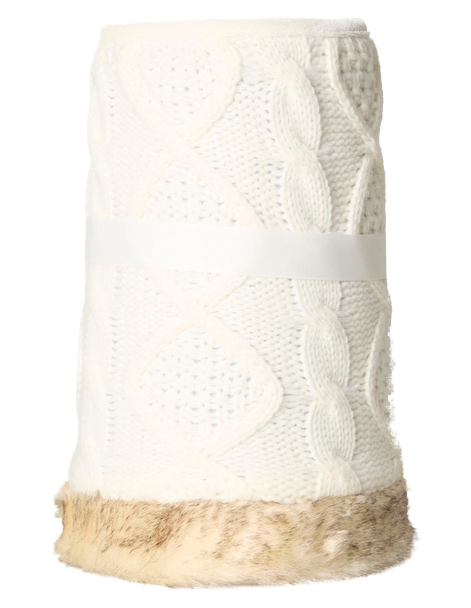 PIE DE ARBOL BLANCO TEJIDO CON PELUCHE C