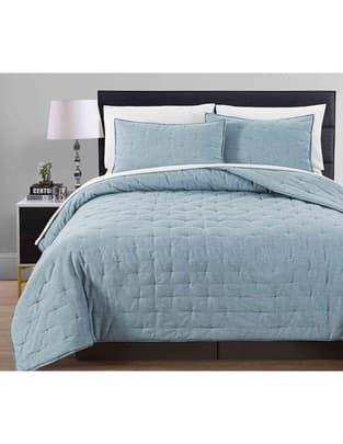 SET COLCHA LINEN, MAT-QS, GRIS HAUS