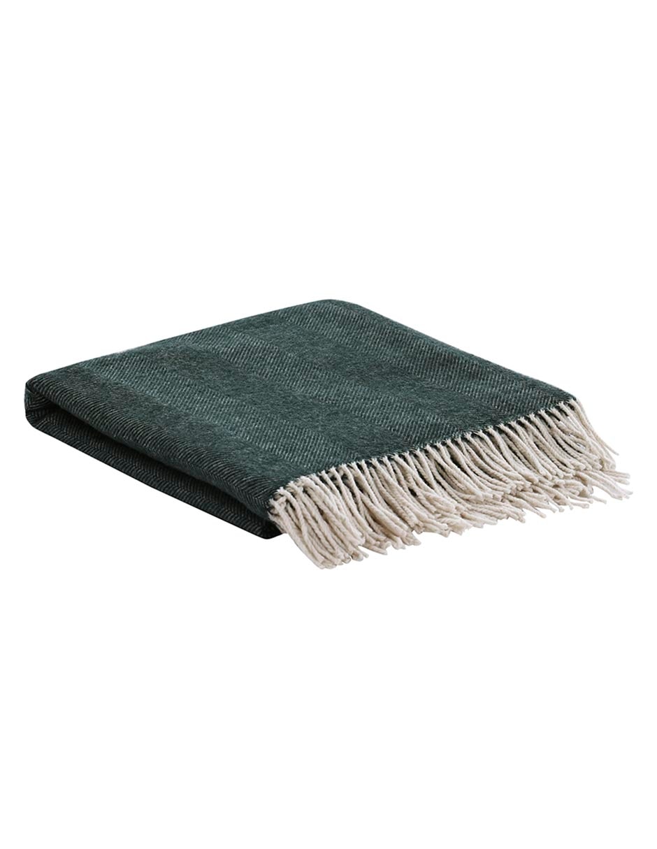 FRAZADA HERRINGBONE, ESTÁNDAR, VERDE N