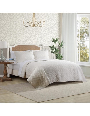 Set de colcha Laura Ashley Oxford Stripe Beige