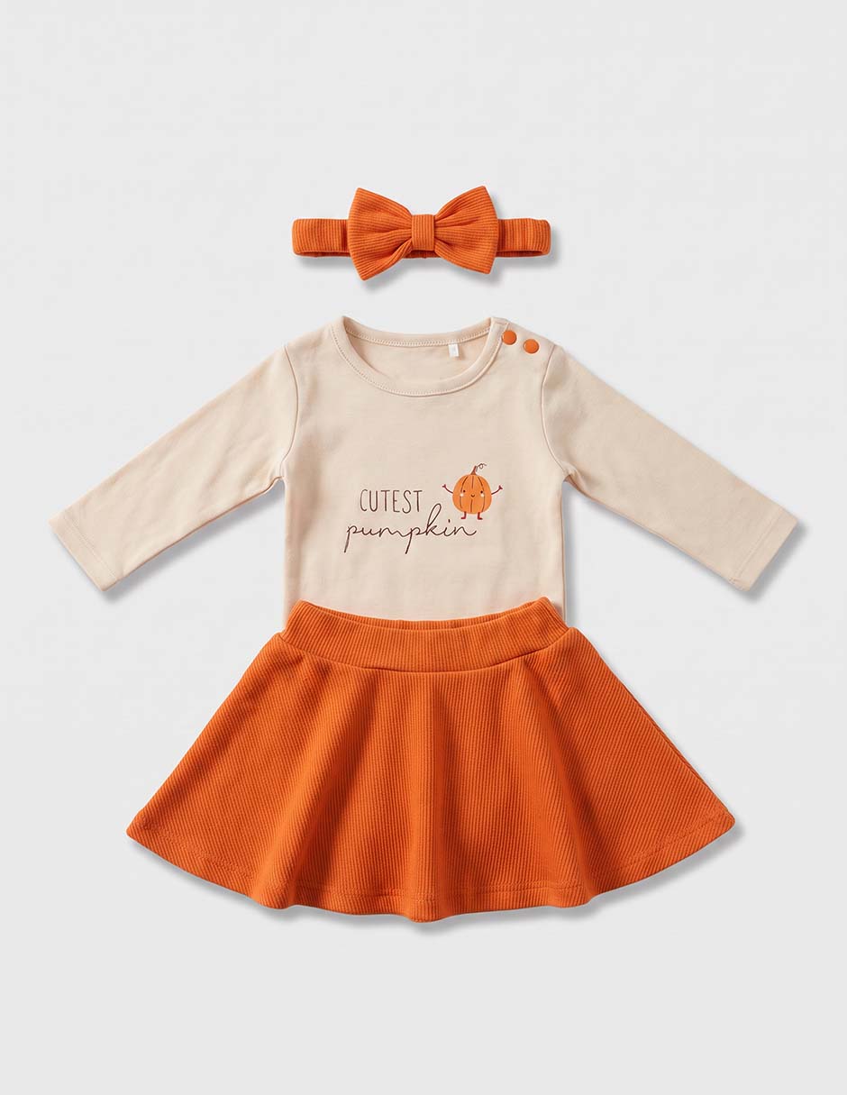 Conjunto casual piquenique babies de algodón para niña 3 piezas