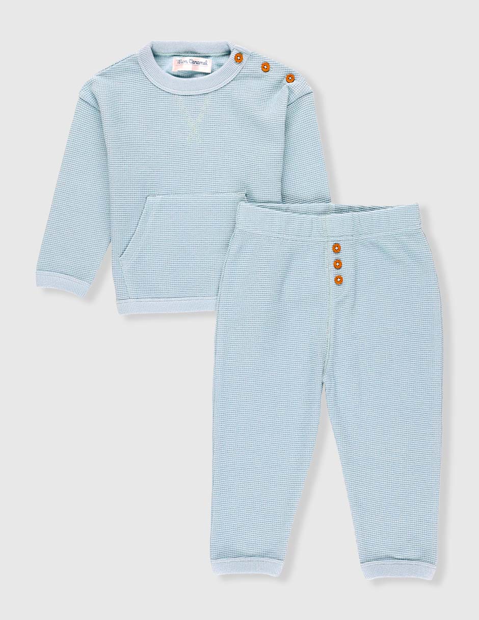CONJ 2 PANTS, 3-6 MESES, AZUL PETRÓLEO
