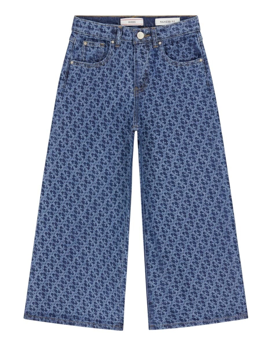 Jeans wide leg Guess lavado obscuro para niña