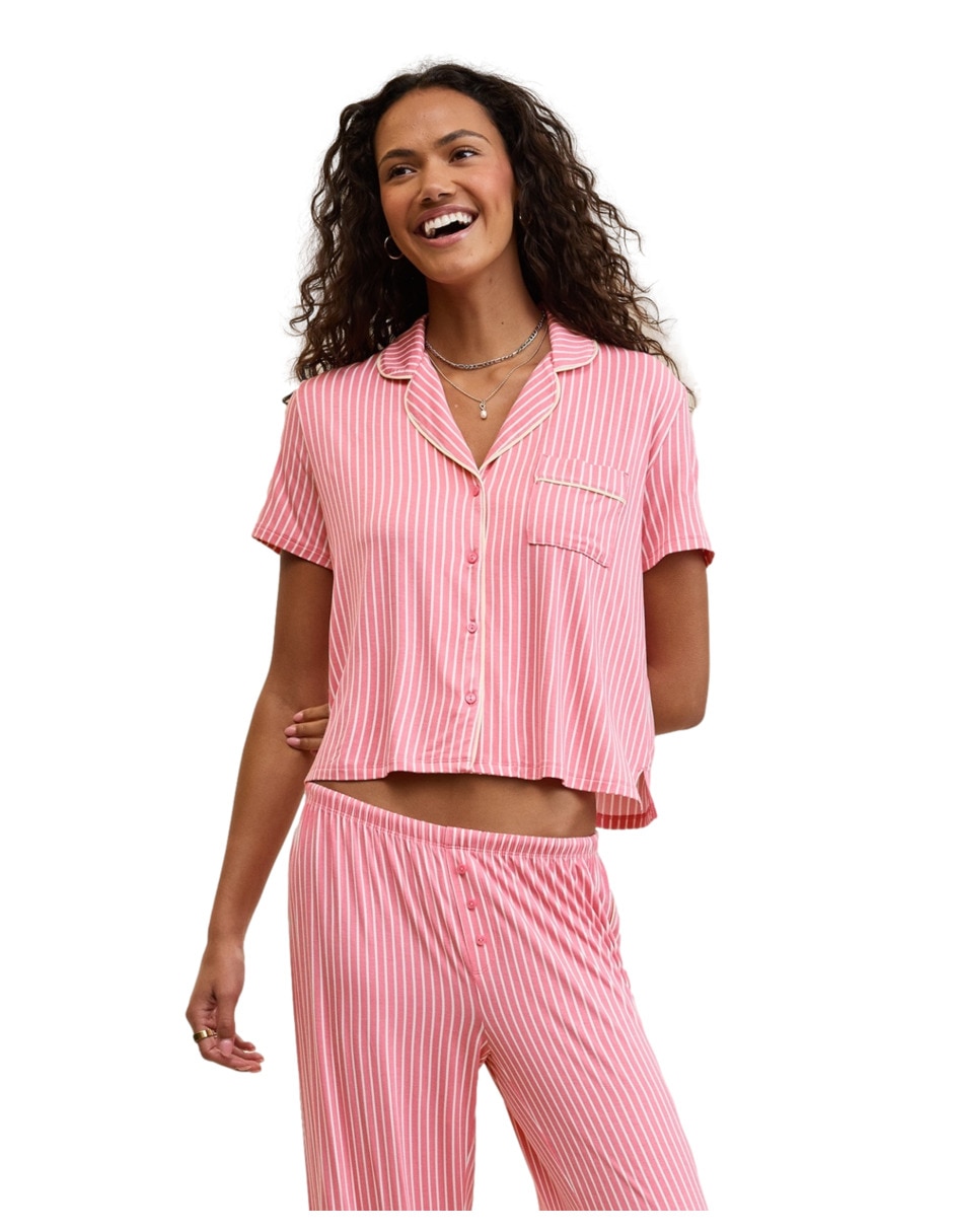 Playera pijama Aerie estampado a rayas para mujer