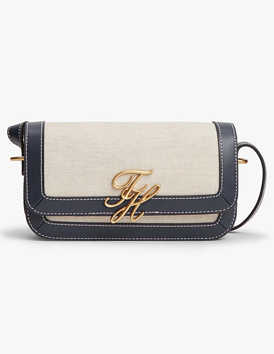 Bolsa crossbody Tommy Th Script Leather para mujer