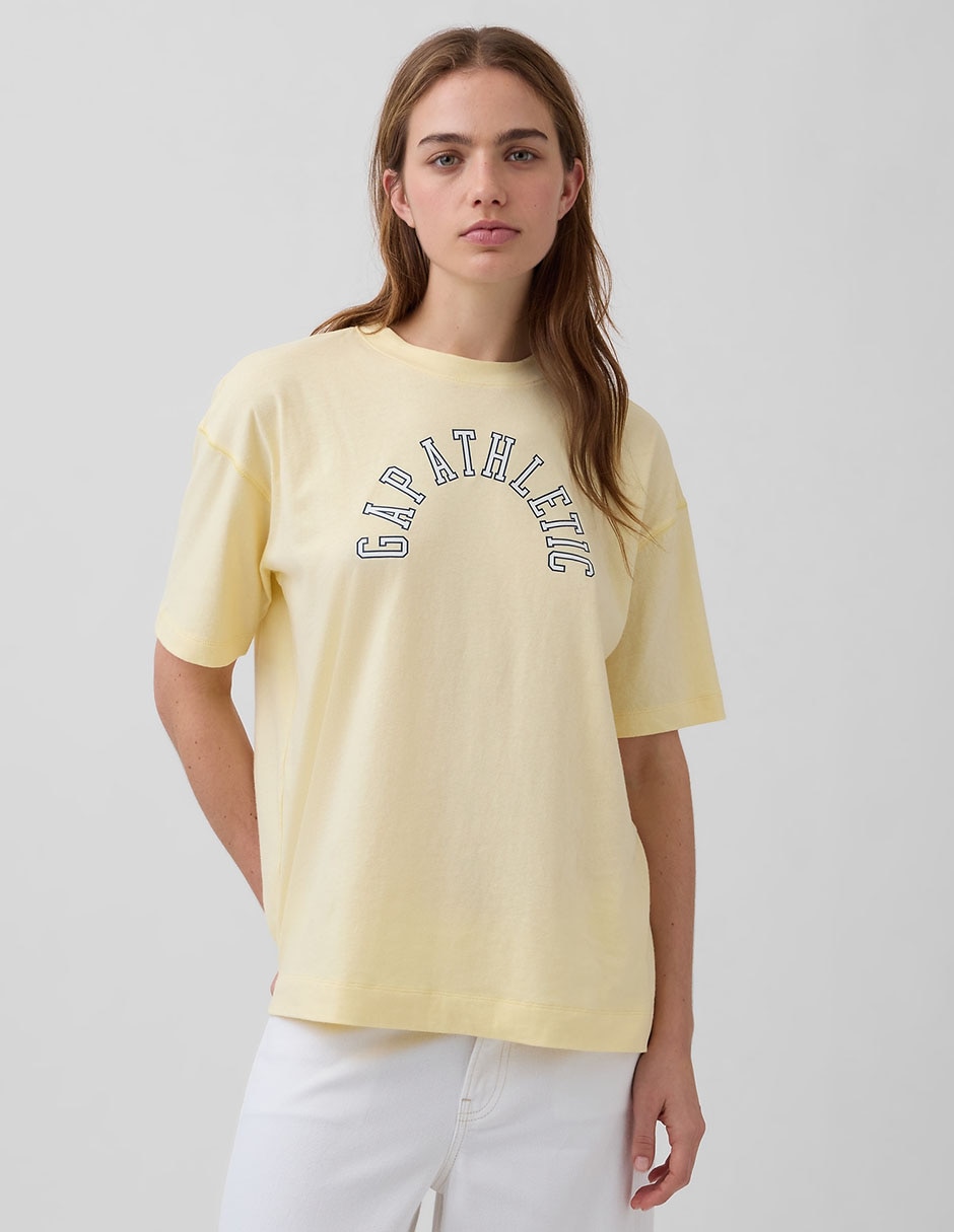 Playera manga al codo cuello redondo mujer