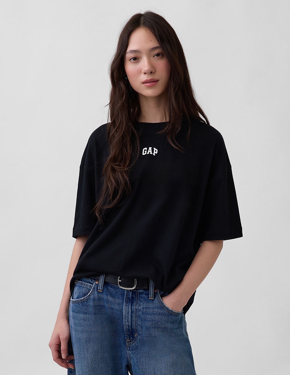 Playera manga al codo cuello redondo mujer