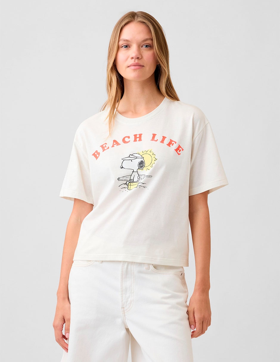 Playera manga corta cuello redondo mujer