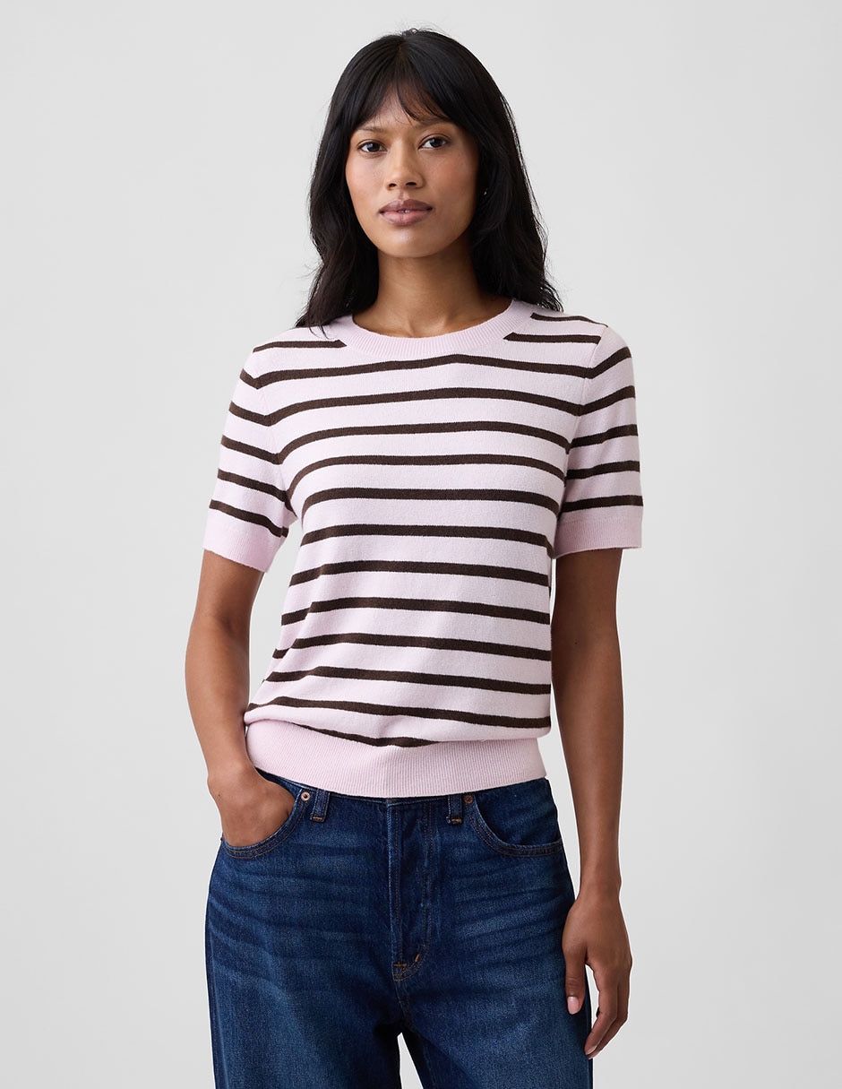 Playera manga corta cuello redondo mujer