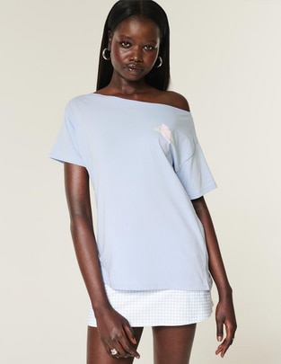 Playera manga corta Hollister cuello redondo para mujer