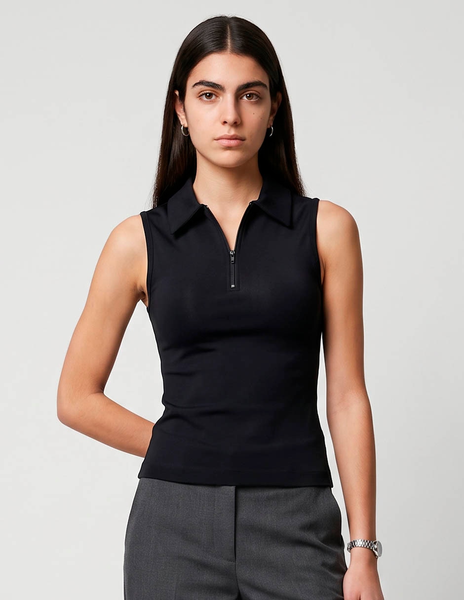 Playera tipo polo coffee bean para mujer