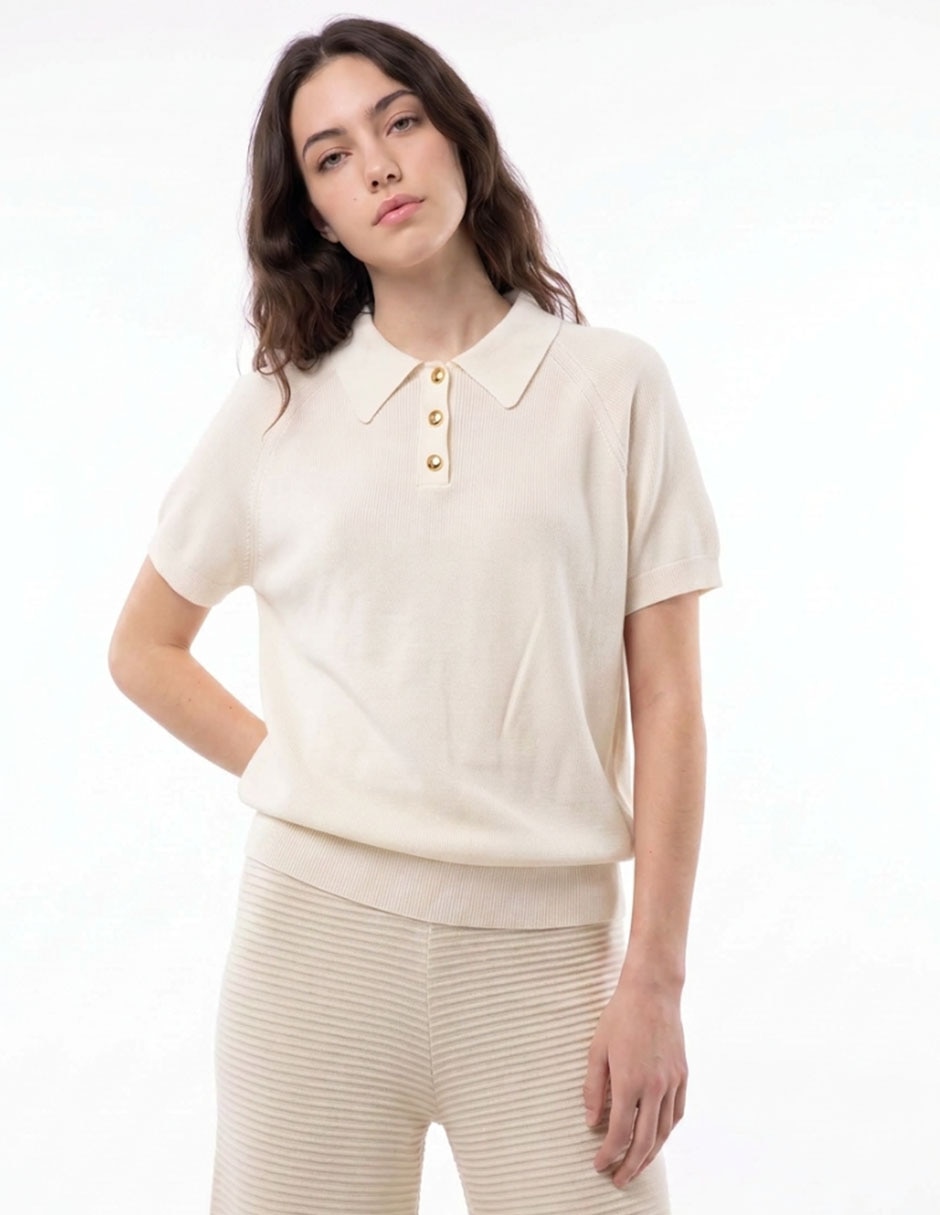 Playera manga corta Coffee Bean Junior cuello polo mujer