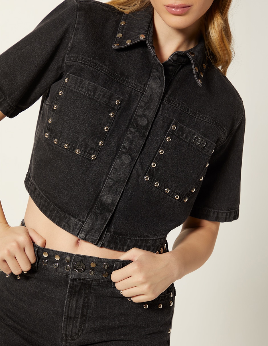 Top Studio F cuello camisero