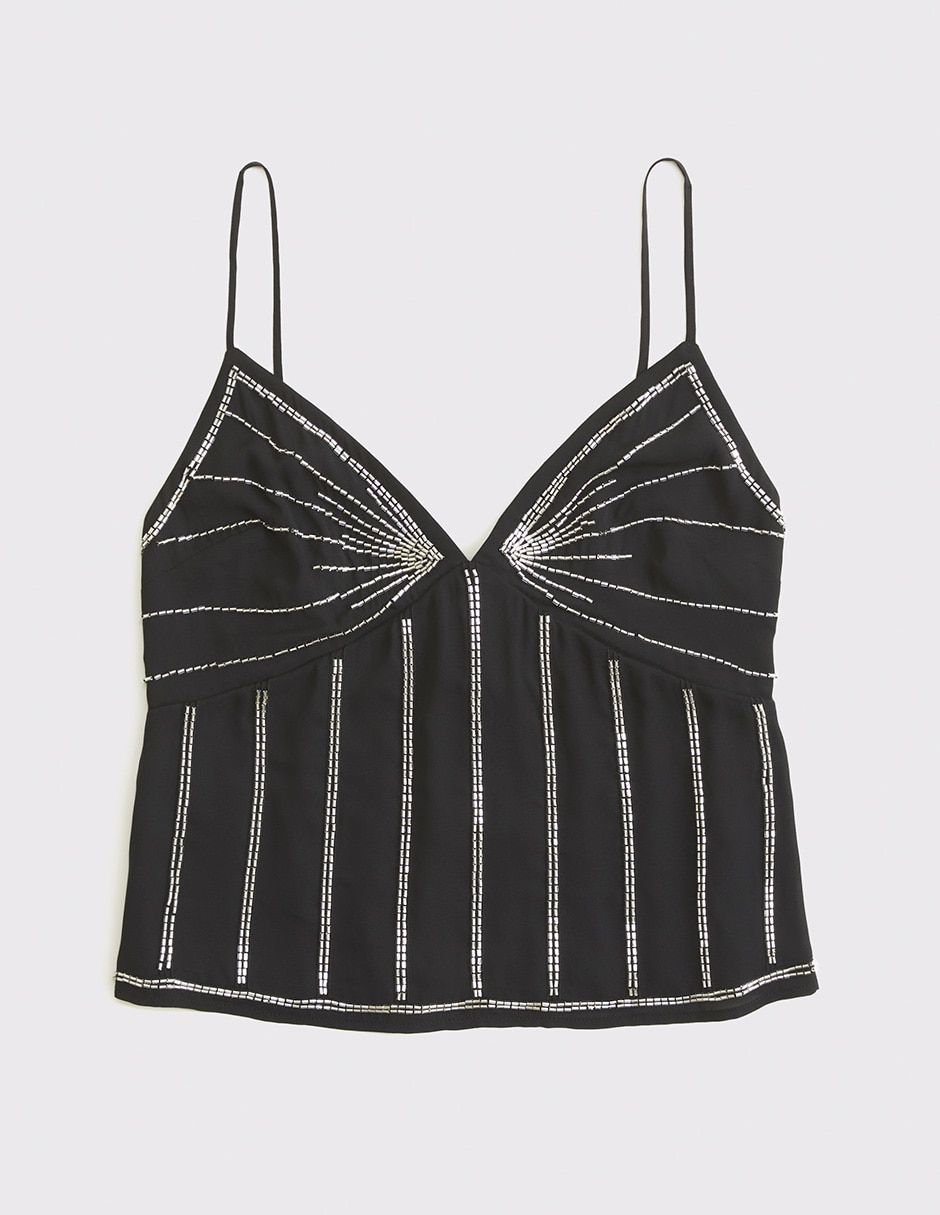 Top Abercrombie & Fitch cuello v escote v tirante ajustable