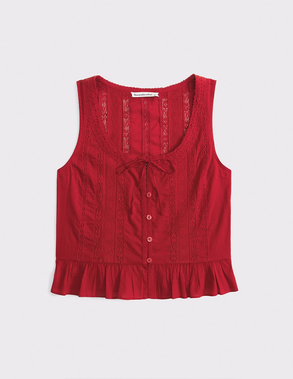 Top Abercrombie & Fitch cuello redondo escote regular tirante ancho