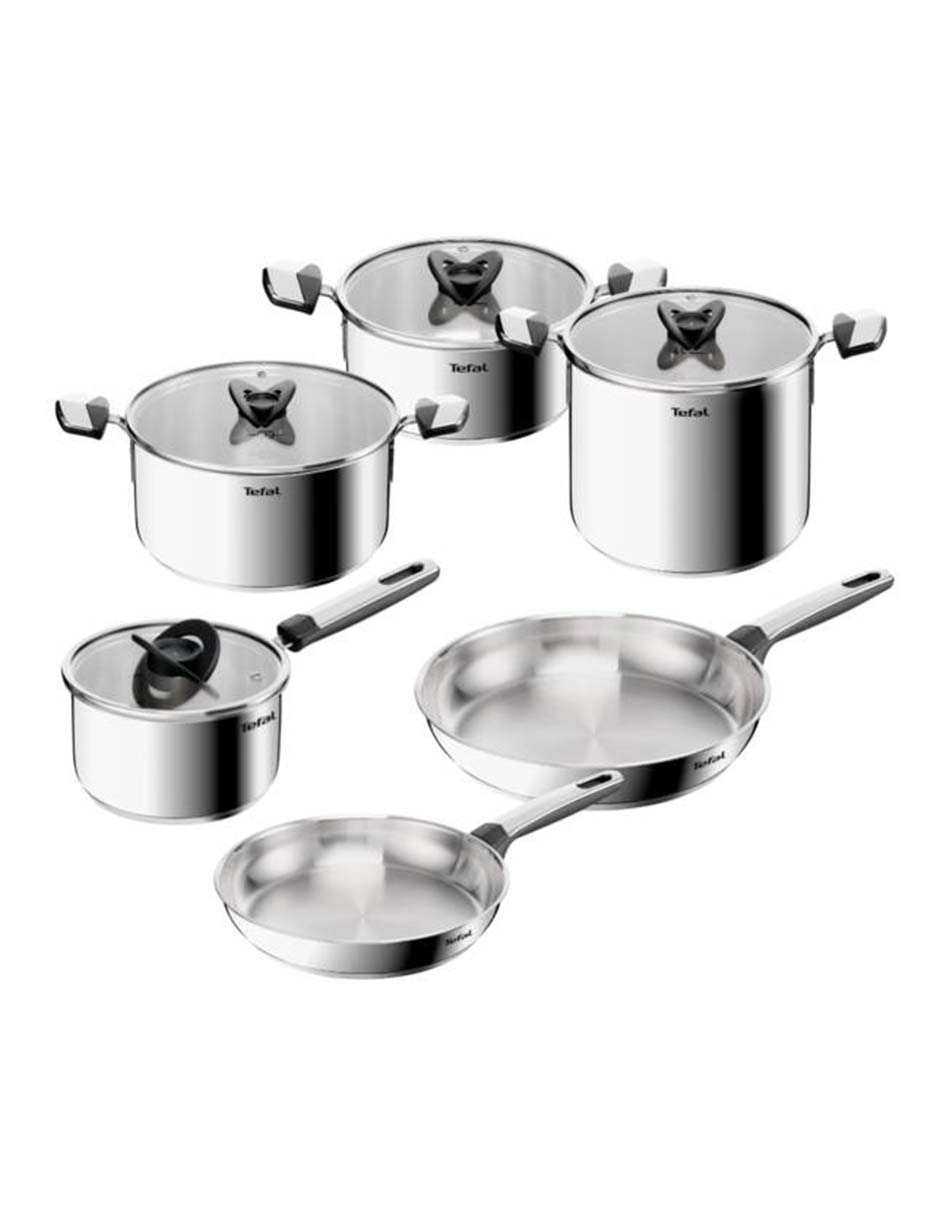 Batería de cocina T-fal Emotion + de acero inoxidable 9 piezas