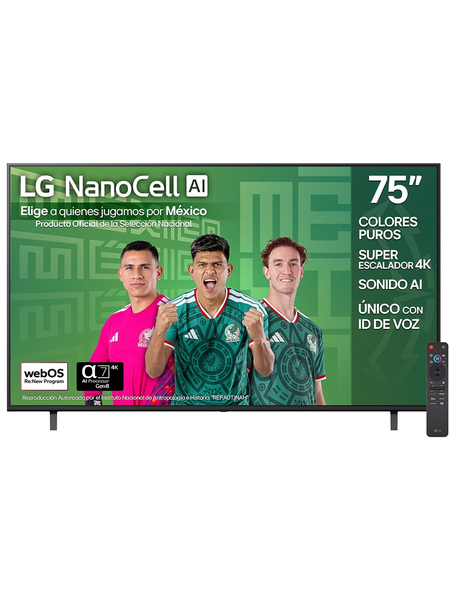 Pantalla Smart TV LG NanoCell de 75 pulgadas 4K 75NANO80ASA con WebOs