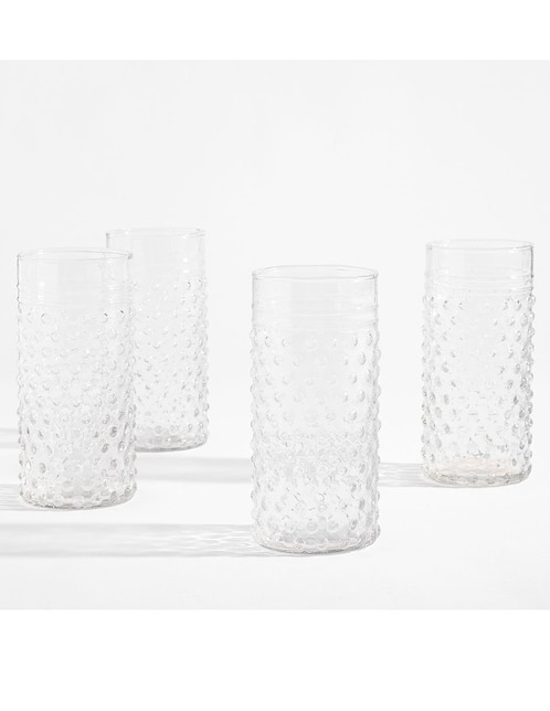Set de vaso highball Pottery Barn Hobnail de vidrio con 4 piezas