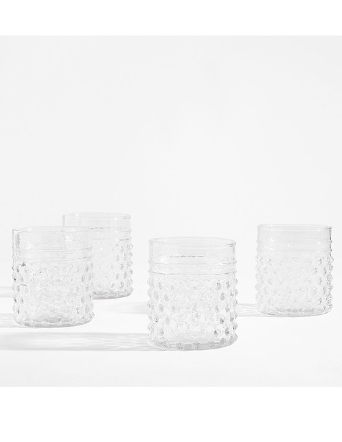 Set de vaso Dof Pottery Barn Hobnail de vidrio con 4 piezas