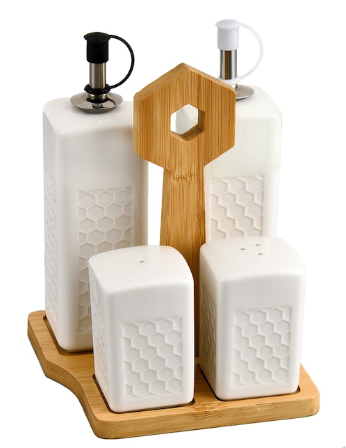 Set de aceite y vinagre Haus Mambu de porcelana