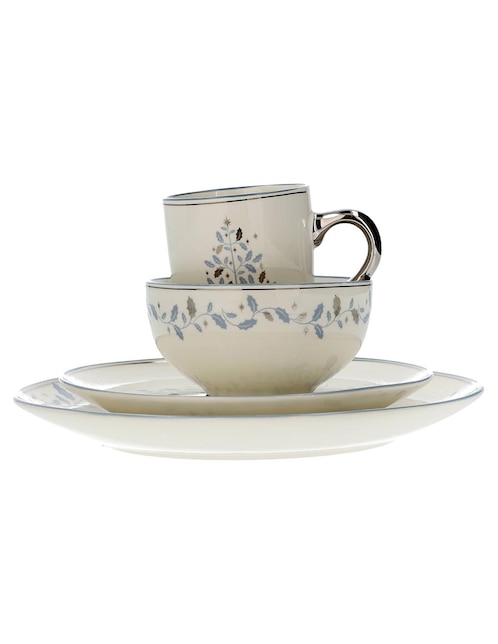 Vajilla cerrada navideña N Narrative de porcelana para 4 personas