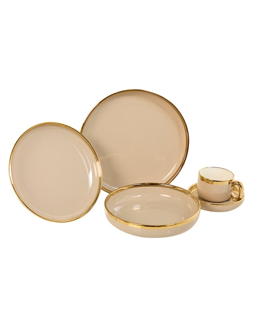 Vajilla de porcelana N Narrative Grigegold de porcelana para 4 personas