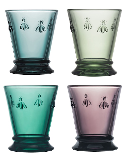 Vaso old fashion La Rochere Abeille de vidrio con 4 vasos