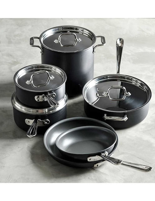 Batería de cocina All Clad Acero Inoxidable antiadherente convencional 10 Piezas