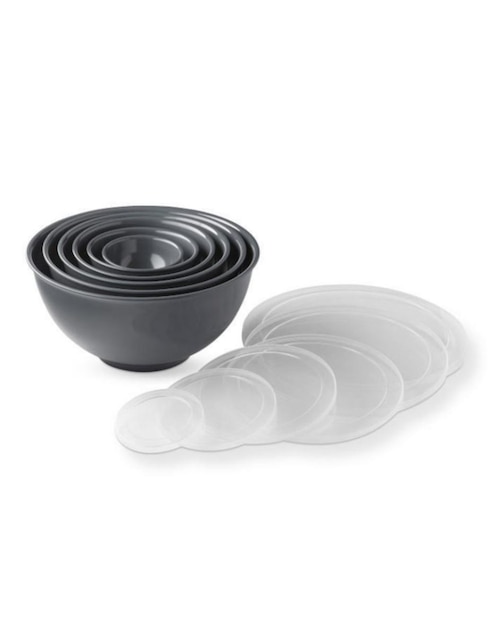 Set Bowls Melamina con Tapa 6 Piezas Gris Williams Sonoma